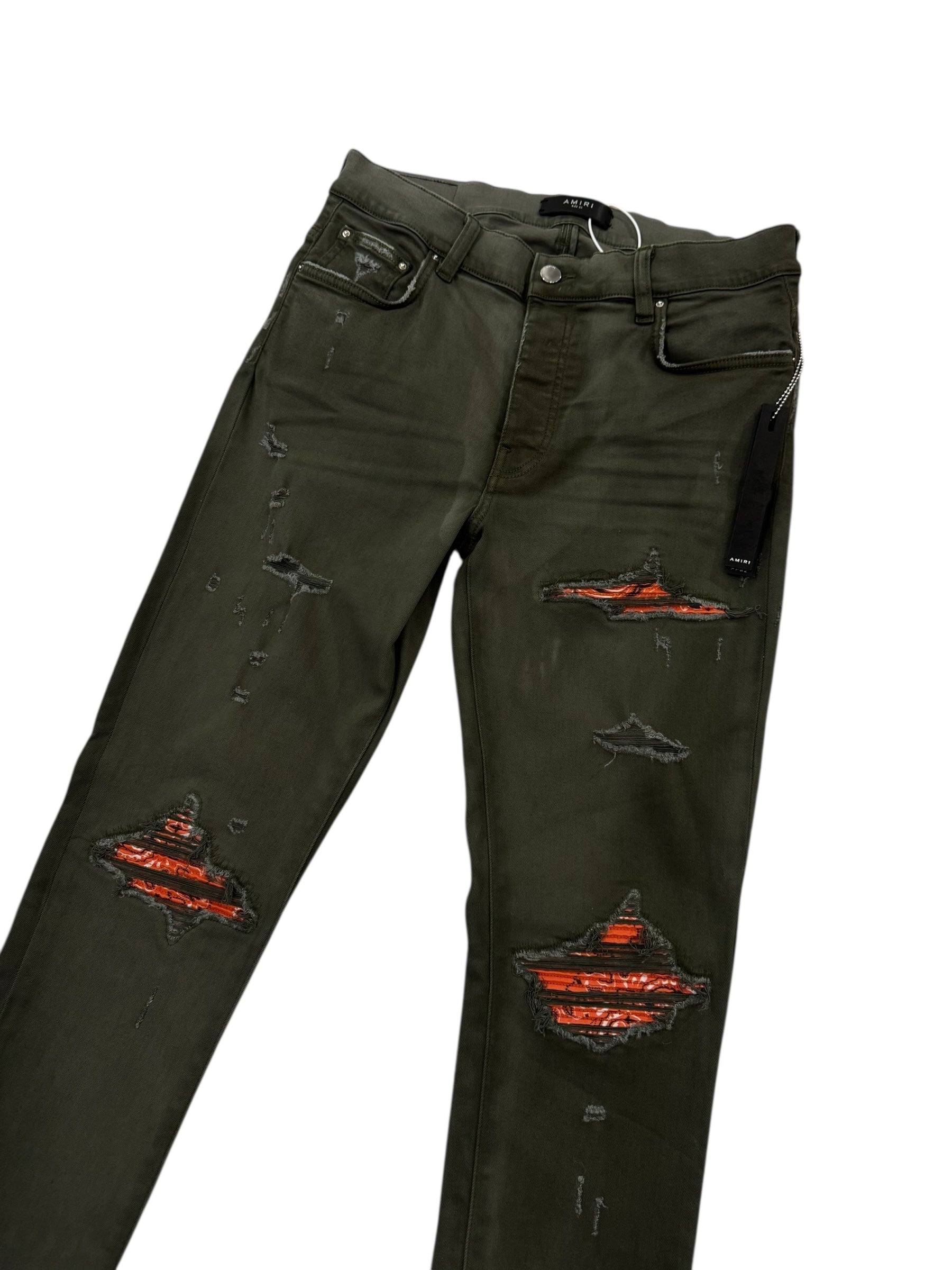 Amiri MX1 Bandana Denim Green/Orange