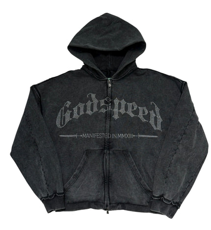 Godspeed Studded OG Logo Hoodie Black Wash