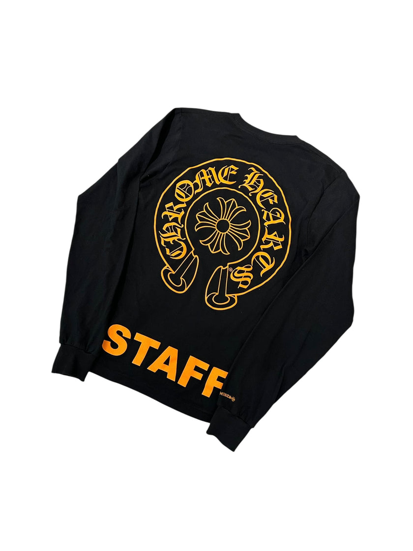 Chrome Hearts Horseshoe Staff Long Sleeve Tee Black/Orange