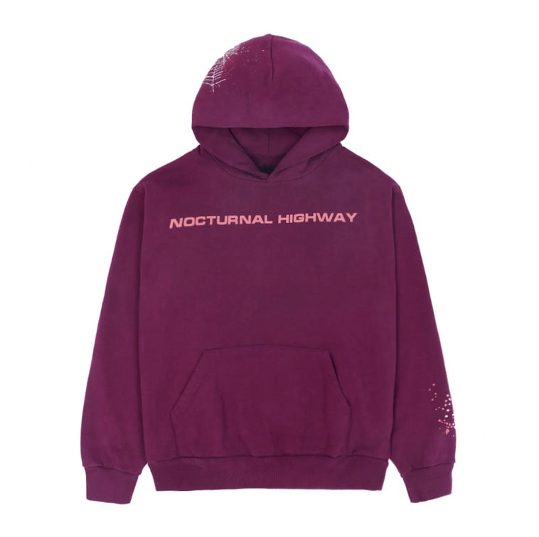 Sp5der Nocturnal Highway Hoodie Dark Purple