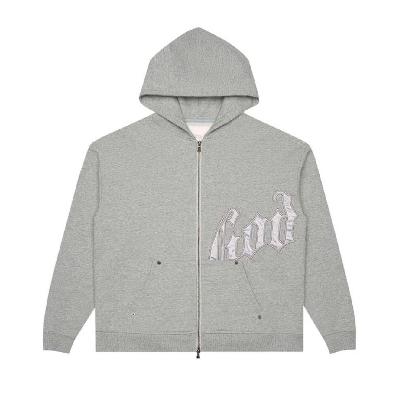 Godspeed OG Logo Zip Up Hoodie Grey Satin