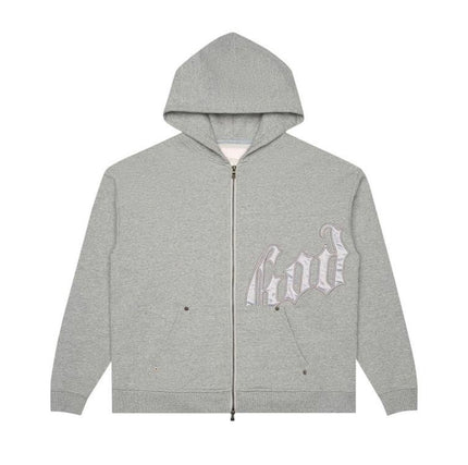 Godspeed OG Logo Zip Up Hoodie Grey Satin