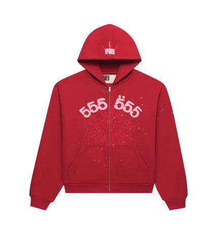 Sp5der Angel Number Zip Up Hoodie