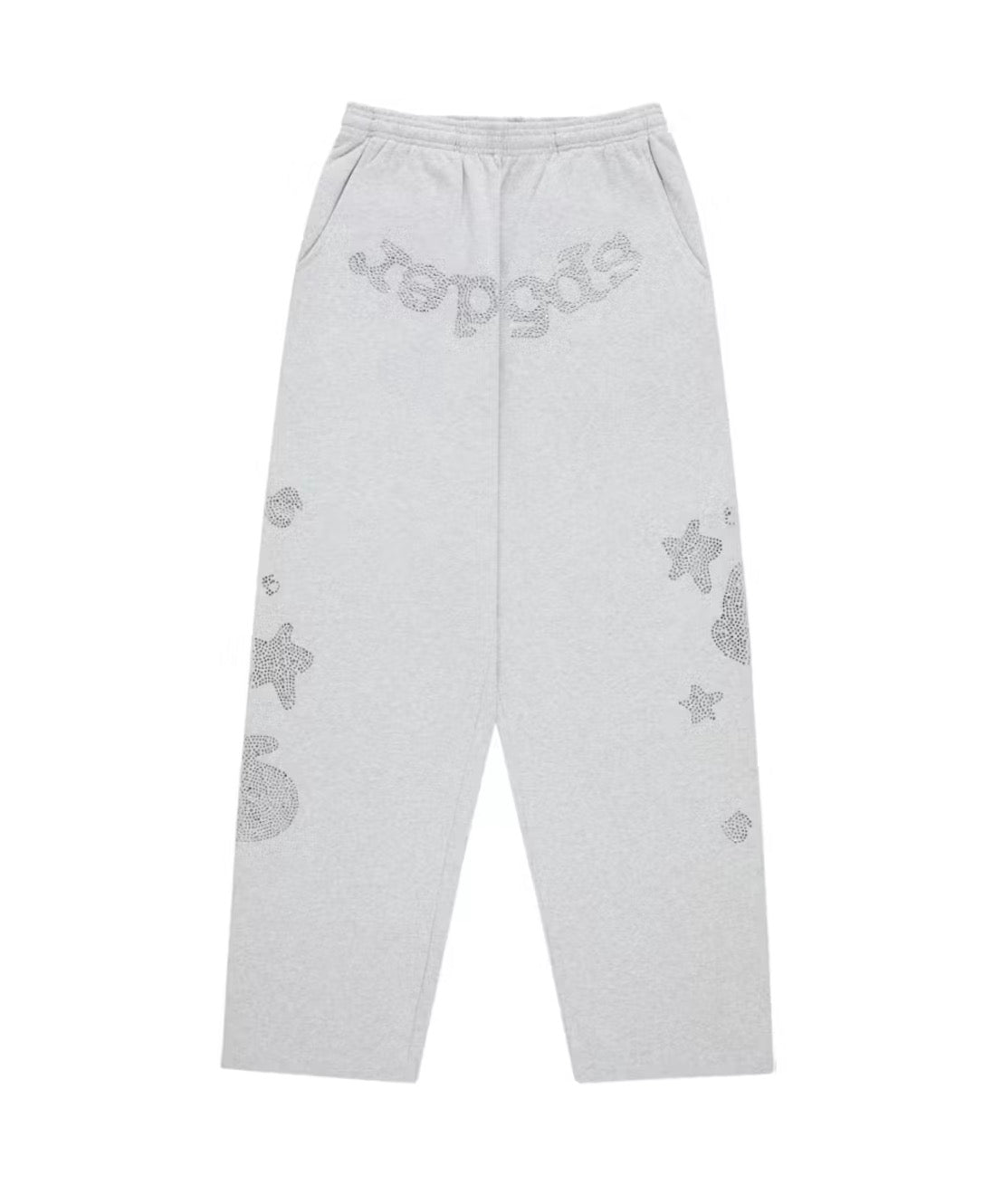 Sp5der Rhinestone Beluga V2 Heather Grey Sweatpants