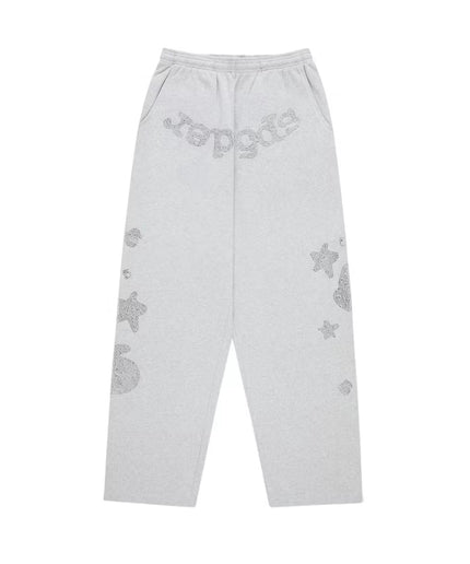 Sp5der Rhinestone Beluga V2 Heather Grey Sweatpants