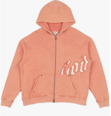 Godspeed OG Logo Zip Up Hoodie Coral