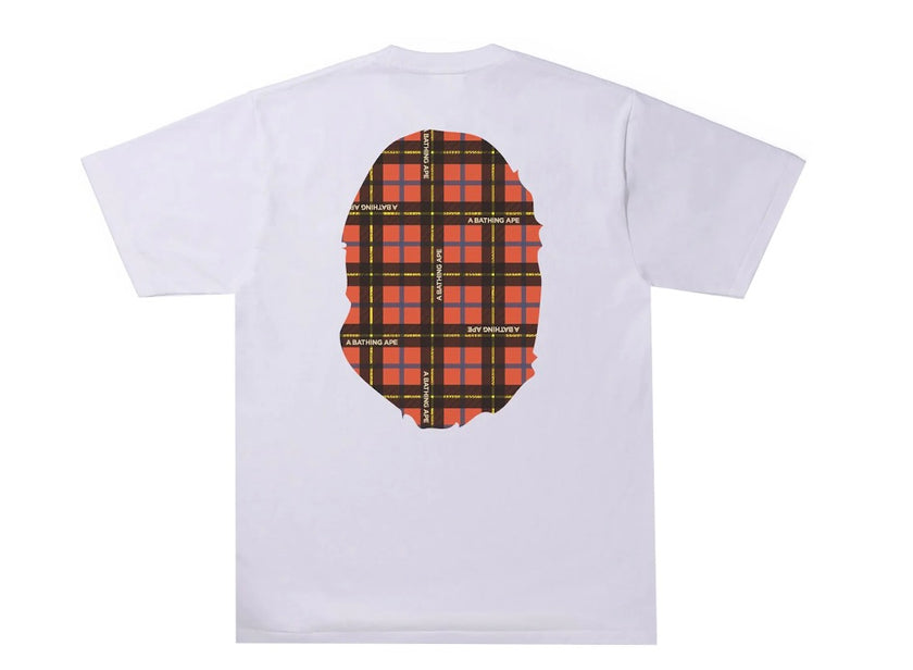 BAPE Logo Check Big Ape Head Tee White/Red