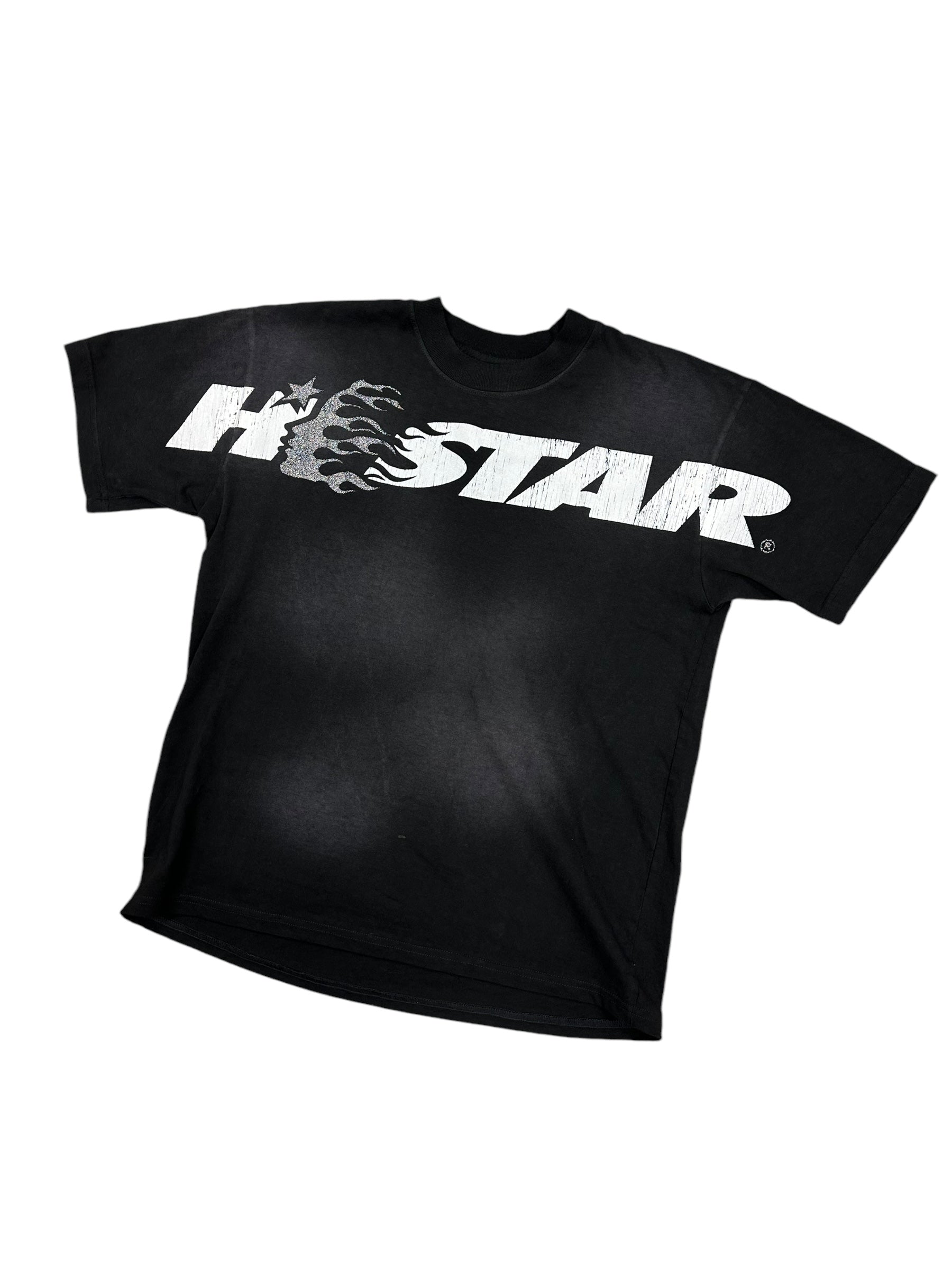 Hellstar Cartoon Logo Glitter Logo T-shirt Black