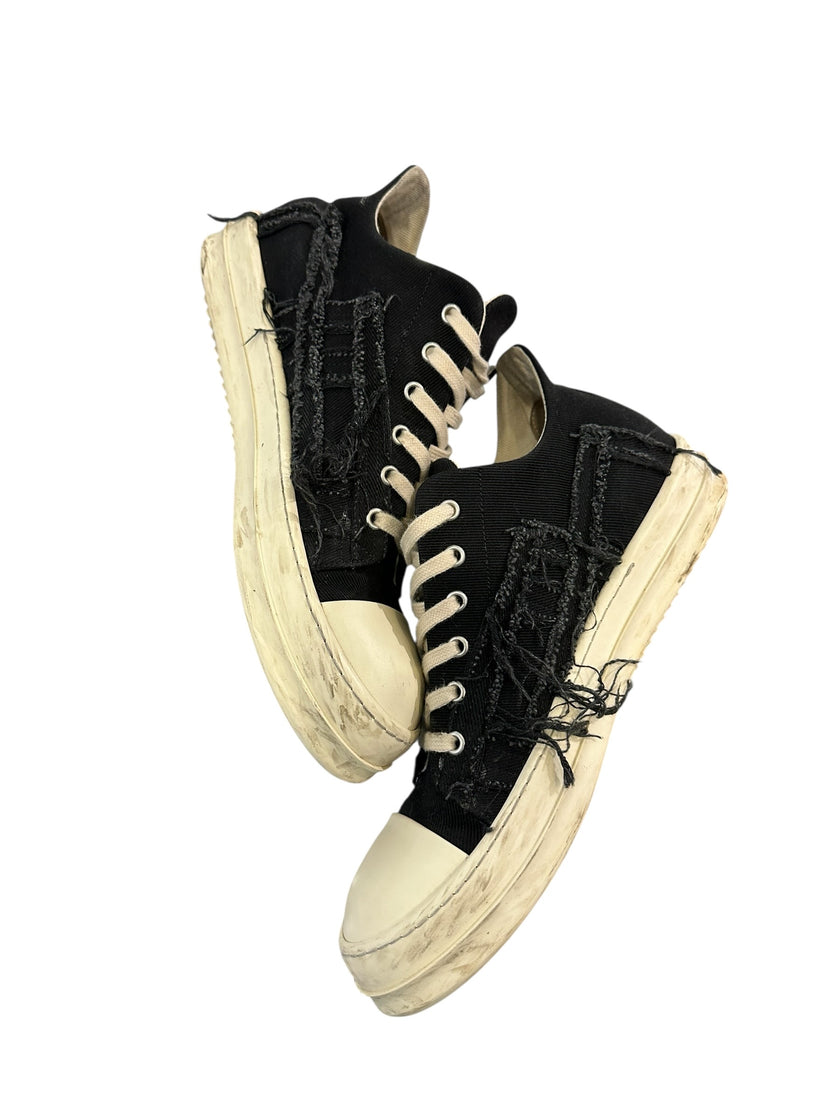 Rick Owens DRKSHDW Distressed Canvas Low Black