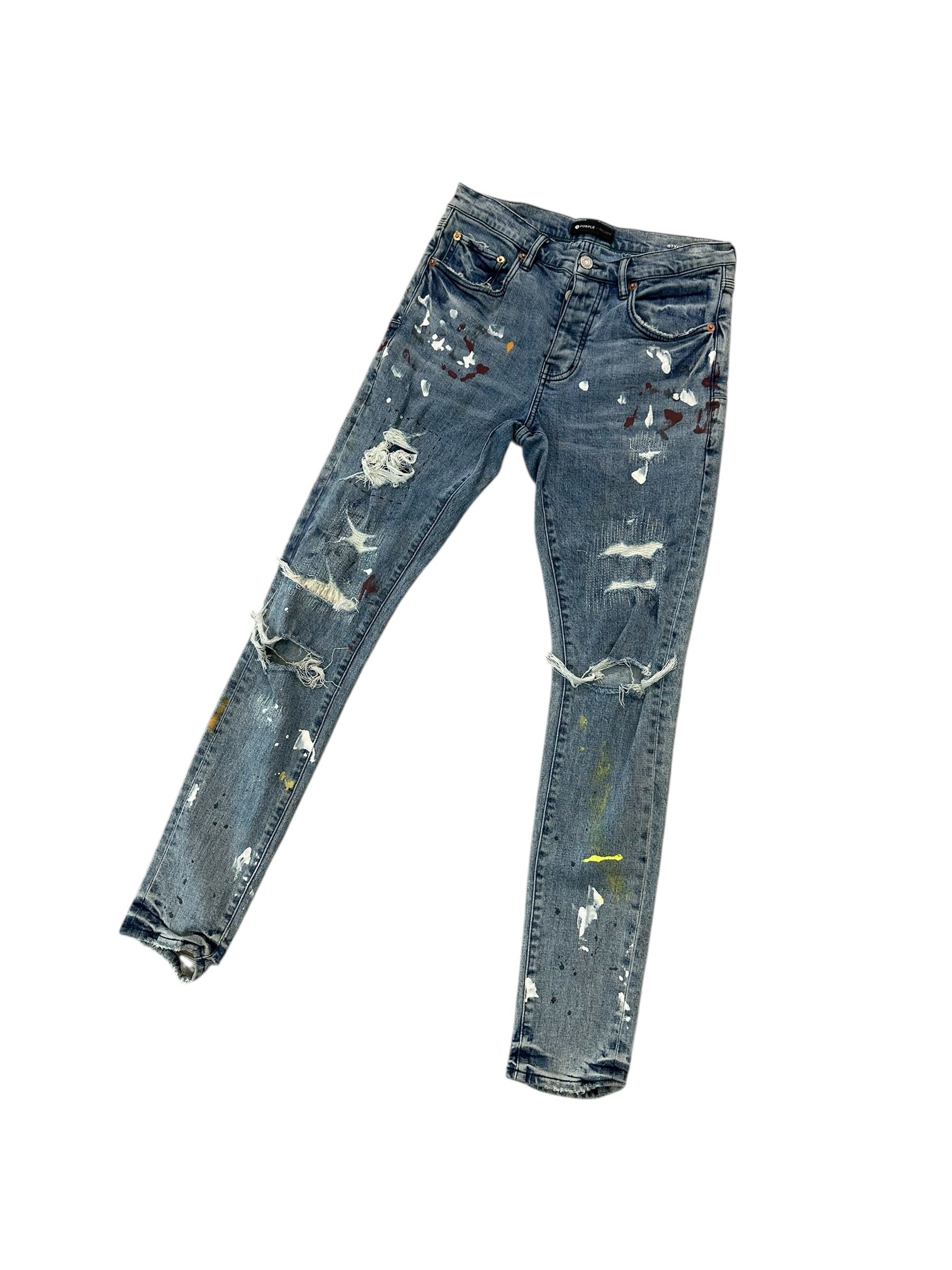 Purple Brand P001 Paint Splatter Light Indigo Wash