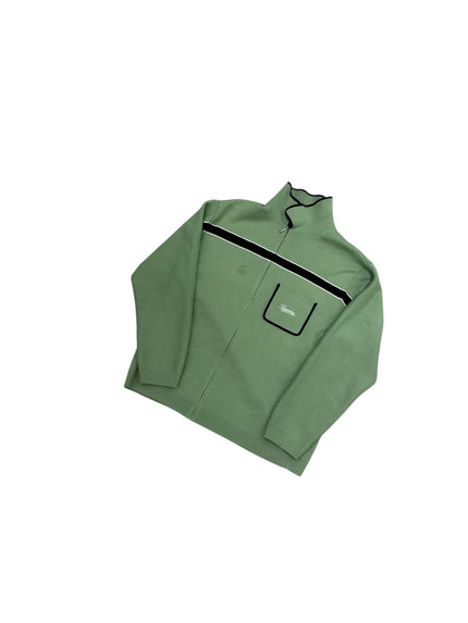Supreme Chest Stripe Zip Up Cardigan Dusty Green