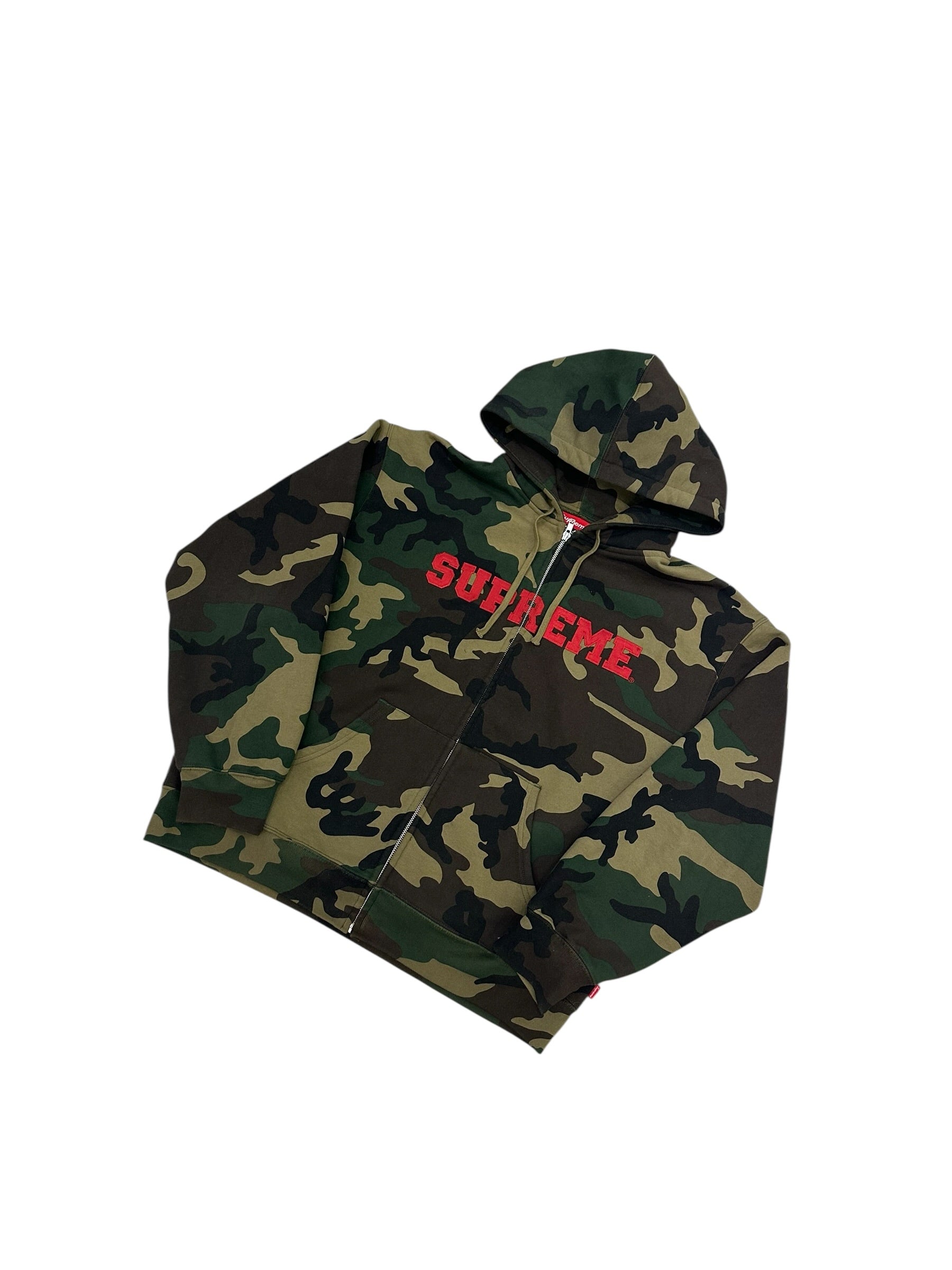 Supreme Collegiate Appliqué Zip Up Hooded Sweatshirt Woodland Camo