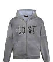 Lost Intricacy Rhinestone Zip Up Grey