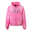 Lost Intricacy Rhinestone Zip Up Pink
