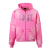 Lost Intricacy Rhinestone Zip Up Pink