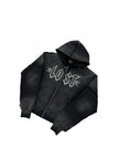 Lost Intricacy Rhinestone Zip Up Hoodie Black