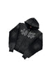 Lost Intricacy Rhinestone Zip Up Hoodie Black