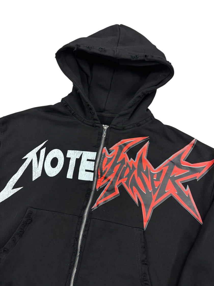 Note Chaser Split Metallic Zip Up Black/Red