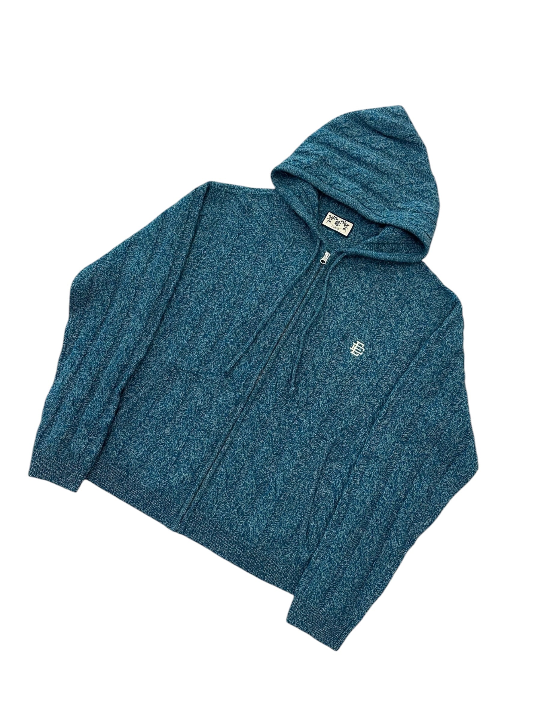 Eric Emanuel EE Cable Knit Zip Up Blue