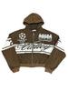 Vale Brown Cursive Zip Up Hoodie