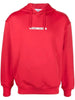 Stone Island Box Logo Print Hoodie Red