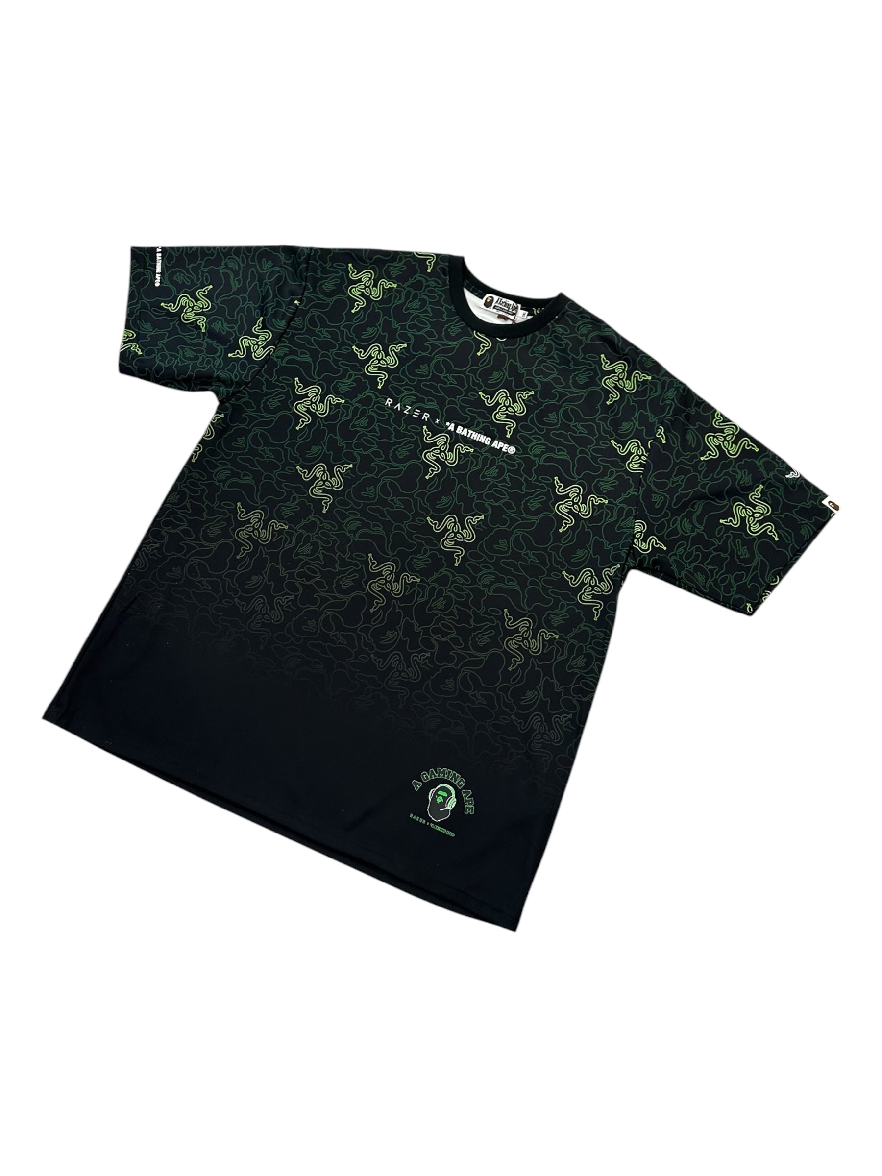 BAPE x Razer Neon Camo Team Tee Green