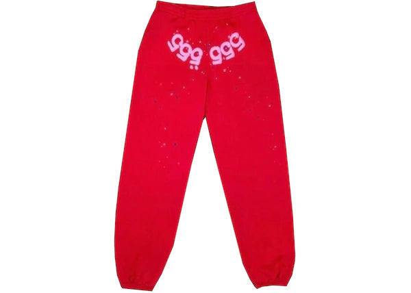 Sp5der Worldwide Red Angel Number 555 Sweatpants Red