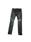 Purple Black Blowout Knee Denim