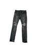 Purple Black Blowout Knee Denim