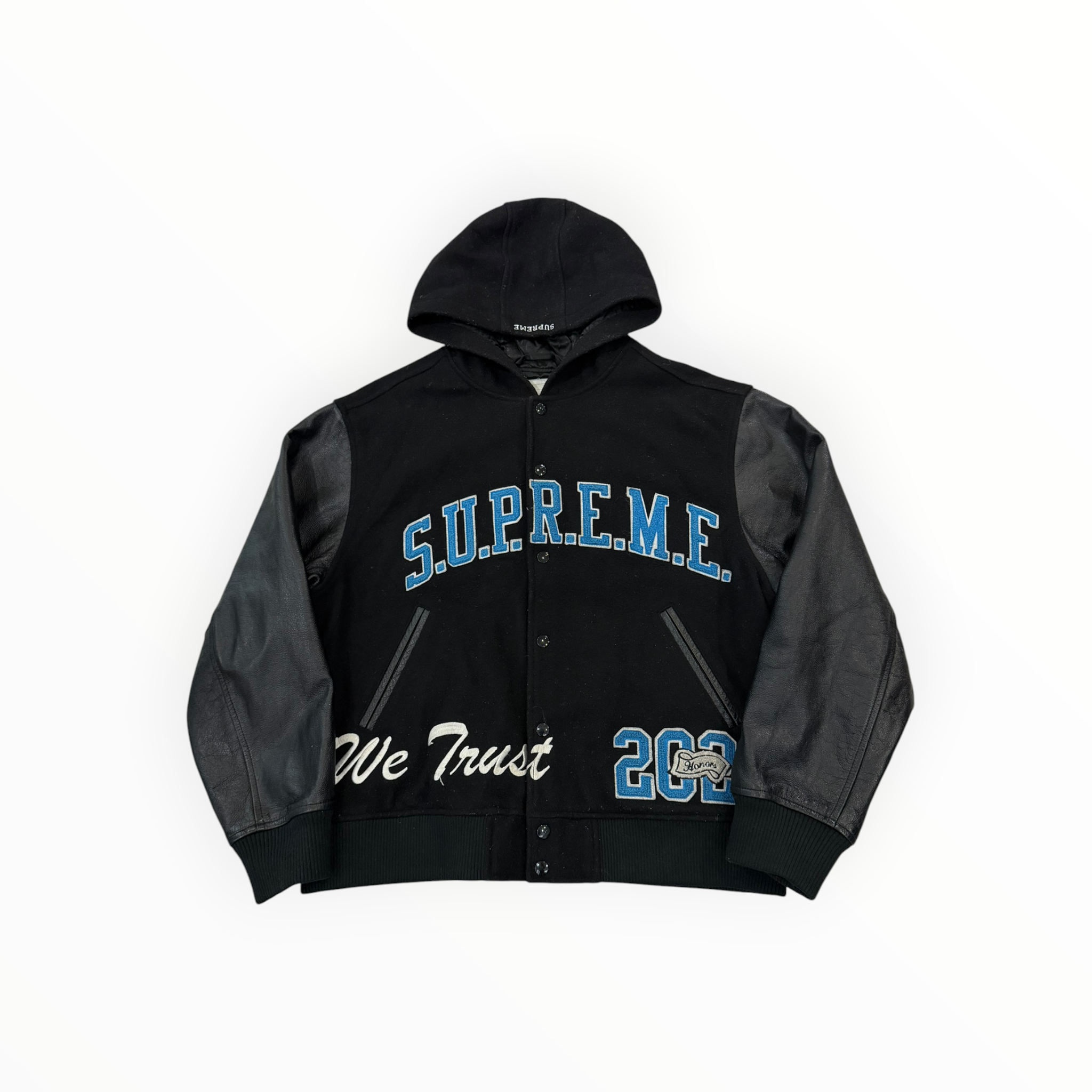Supreme King Hooded Varsity Jacket Black