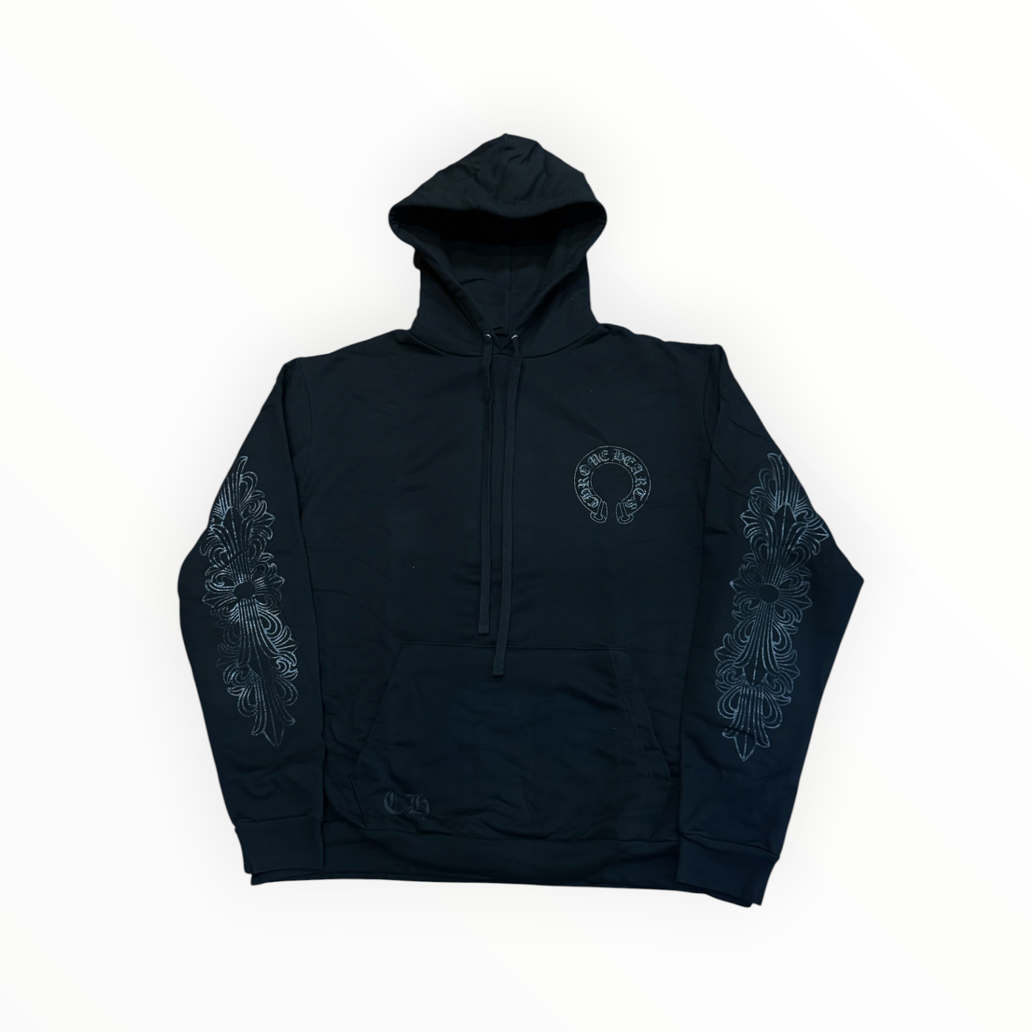 Chrome Hearts Black Pullover Horseshoe Floral Hoodie Black