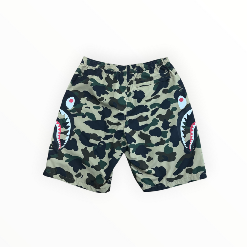Bape 1st Camo Side Shark Beach Shorts Yellow
