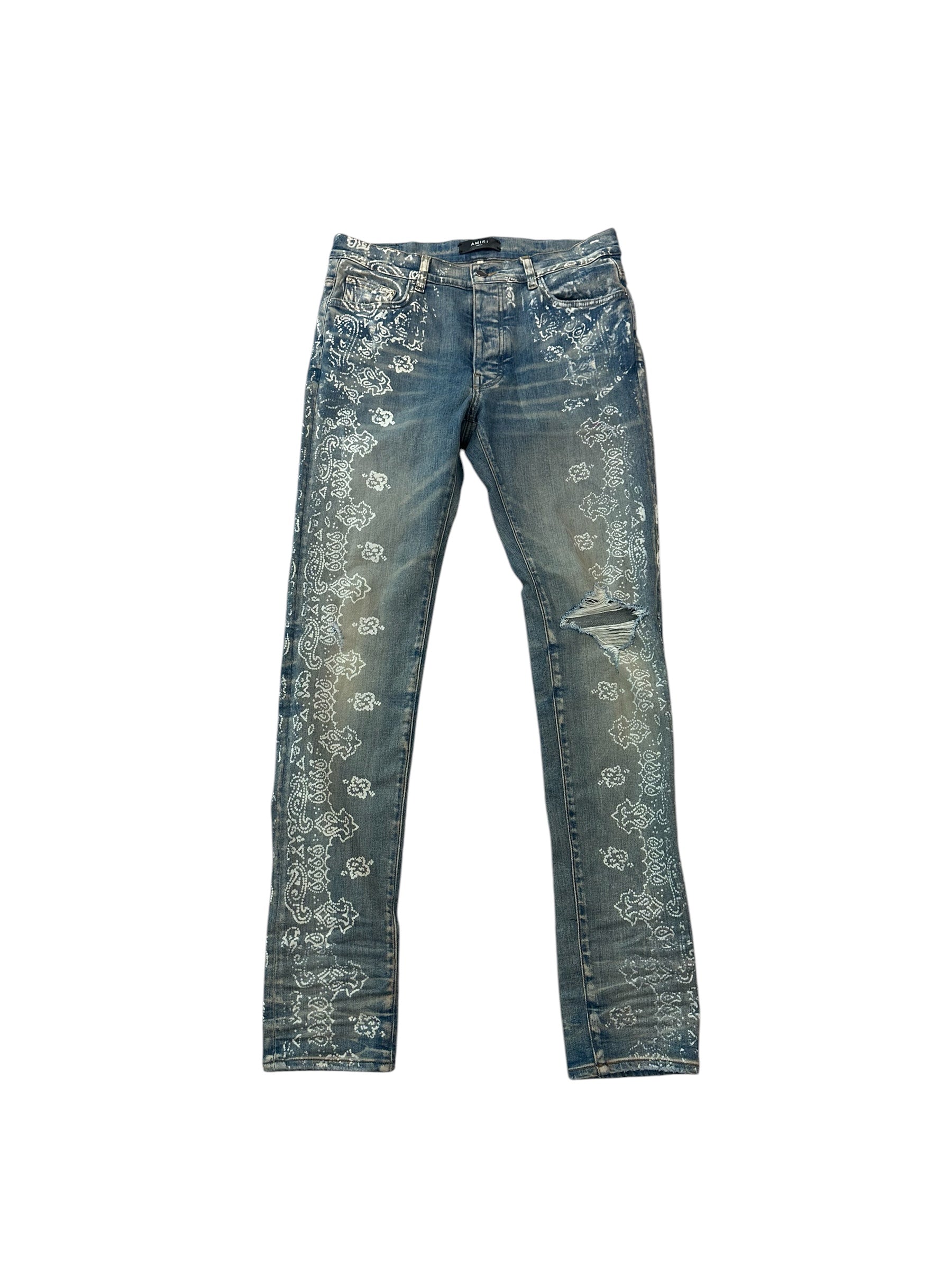 Amiri Bleach Bandana Jeans Blue/Paisly