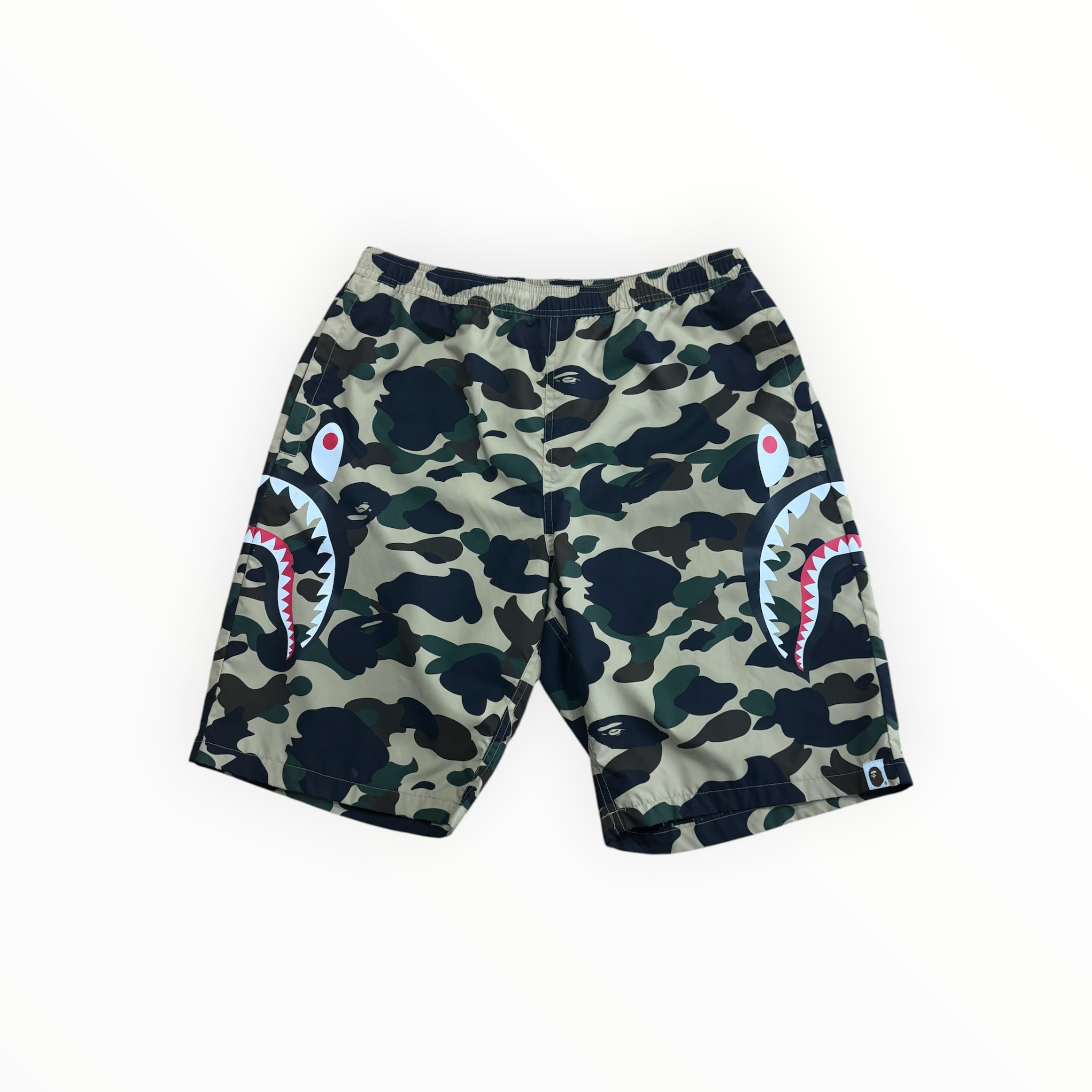 Bape 1st Camo Side Shark Beach Shorts Yellow