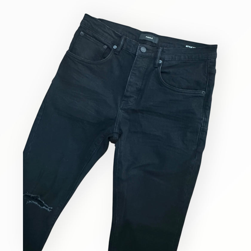 Purple Denim Knee Slit Black
