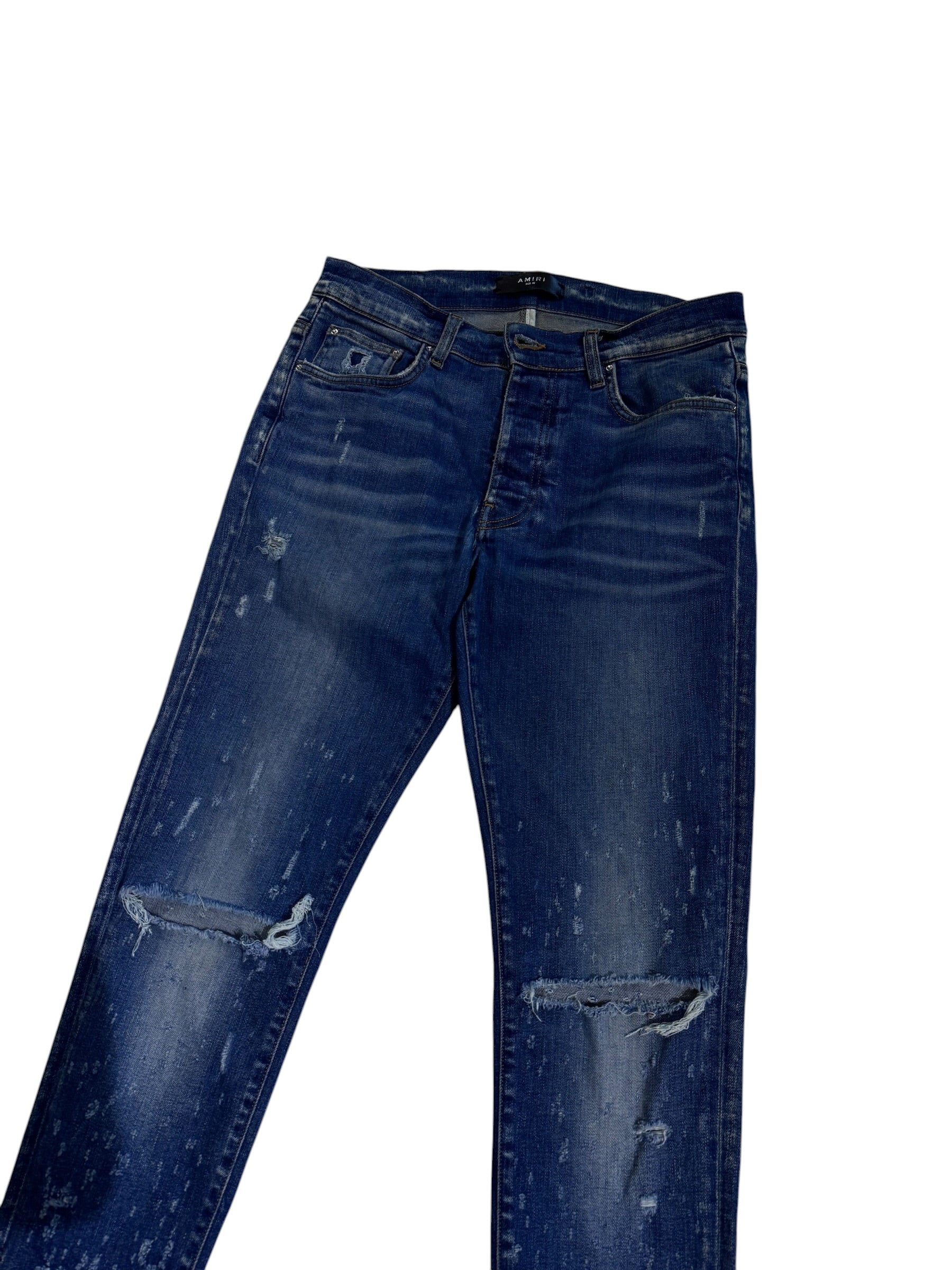 Amiri Distressed Denim Blue