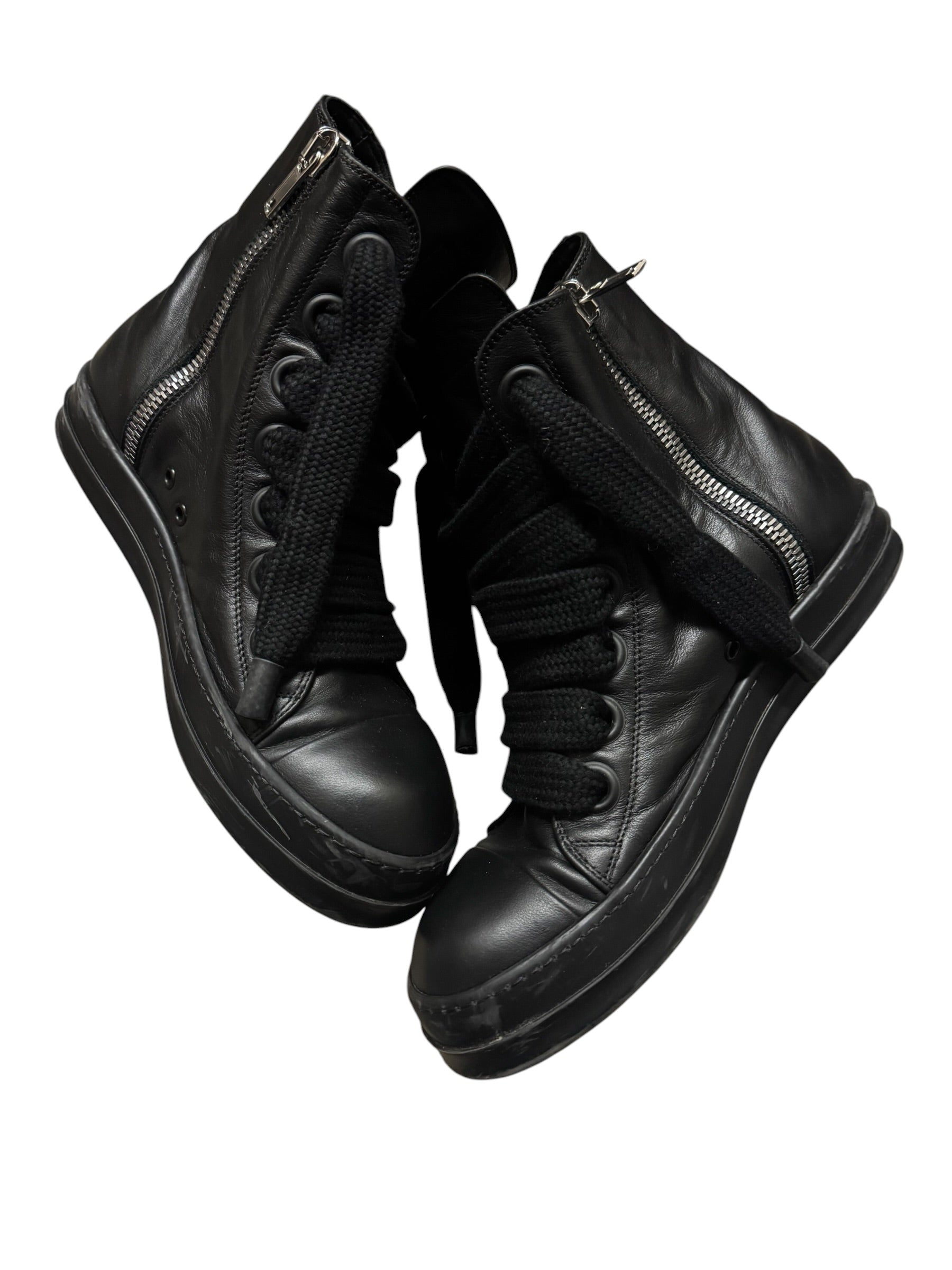 Rick Owens Jumbo Lace Leather High Top Black