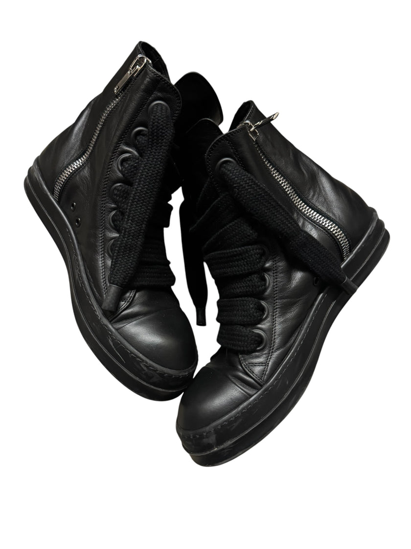 Rick Owens Jumbo Lace Leather High Top Black