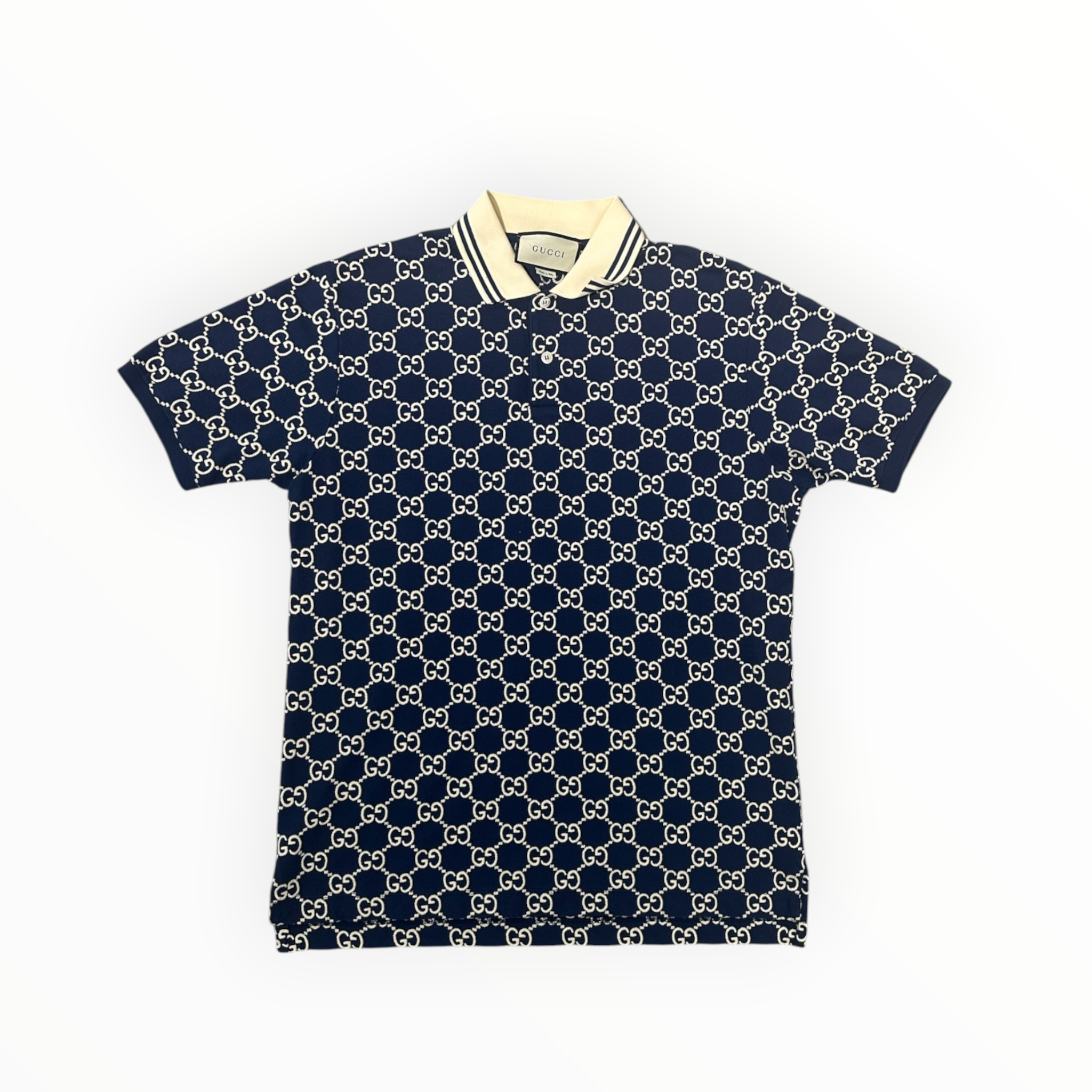 Gucci Piquet Jacquard Polo Shirt Navy