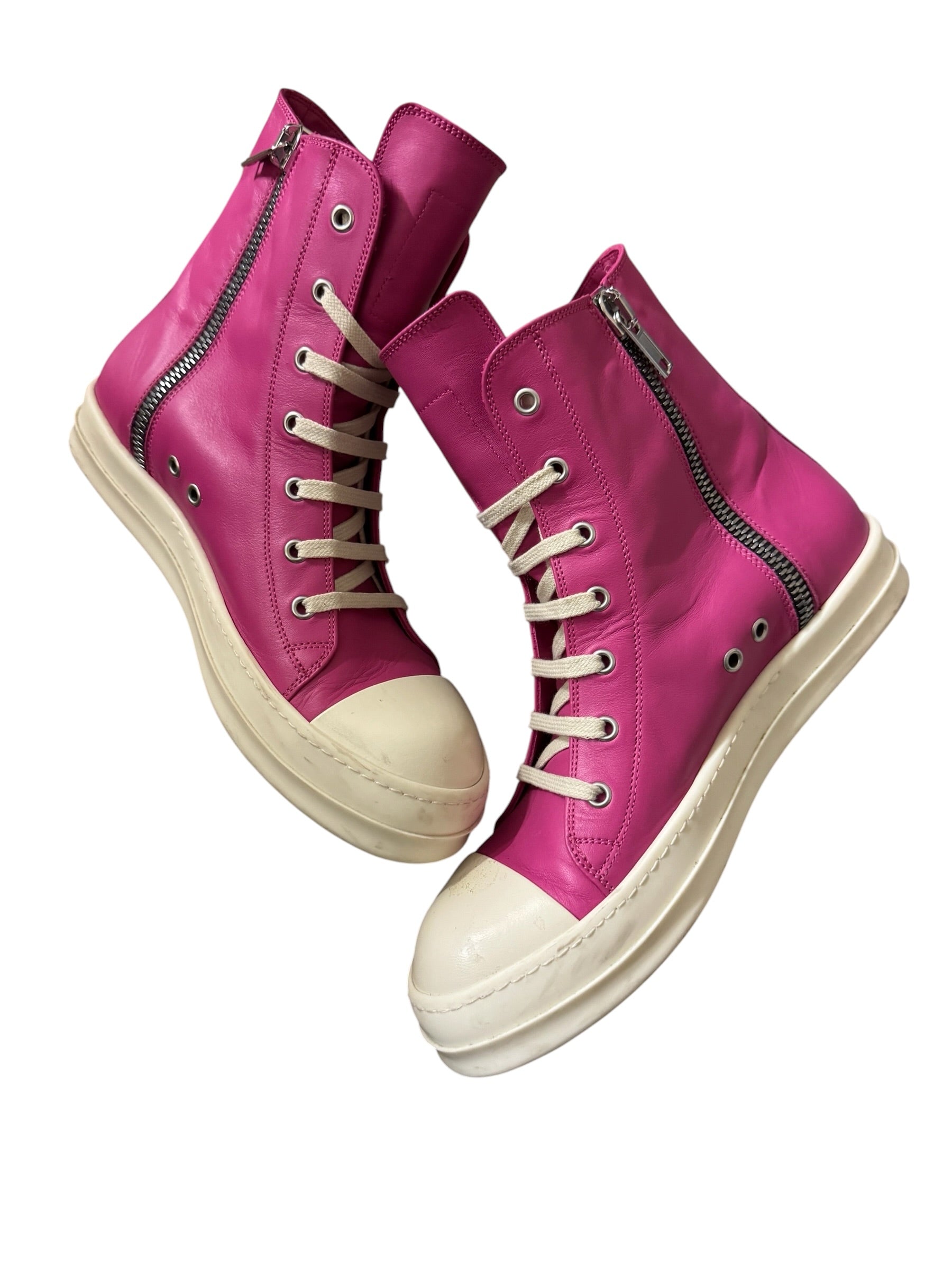 Rick Owens Ramone High Leather Hot Pink