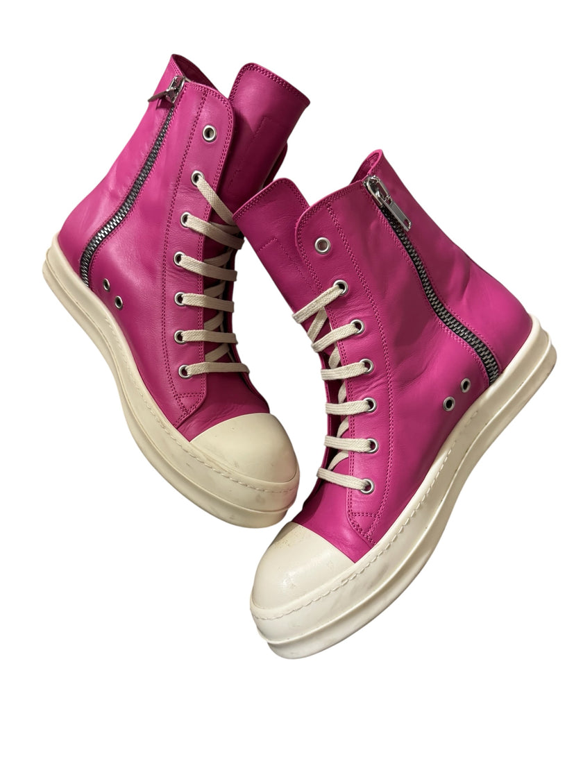 Rick Owens Ramone High Leather Hot Pink