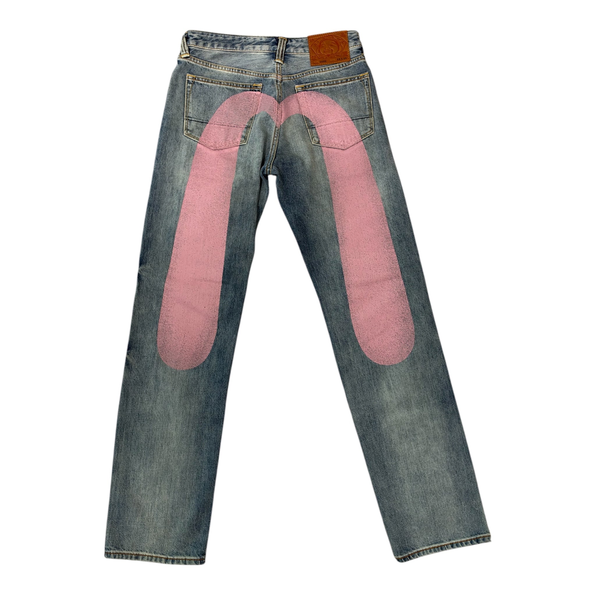 Evisu Pink Diacock Print Baggy Denim