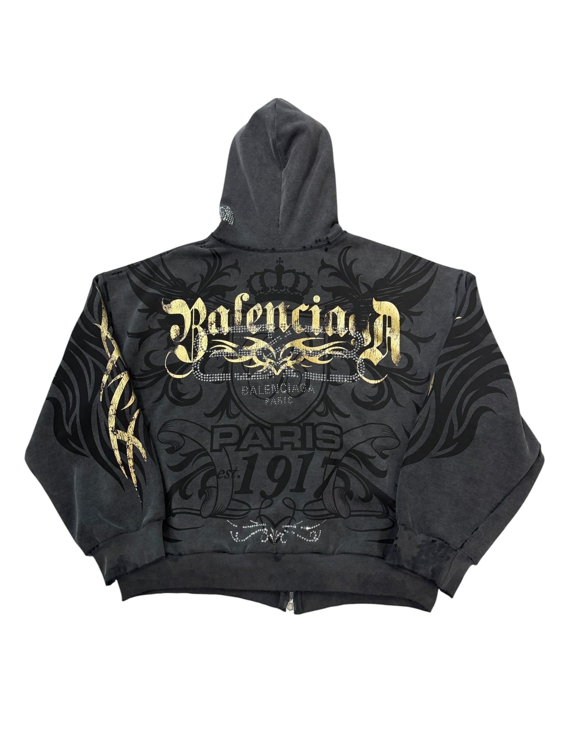 Balenciaga Gold Tacky Embellished Zip Up