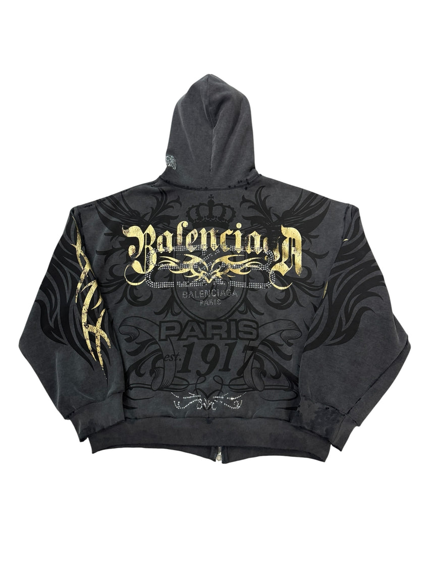 Balenciaga Gold Tacky Embellished Zip Up