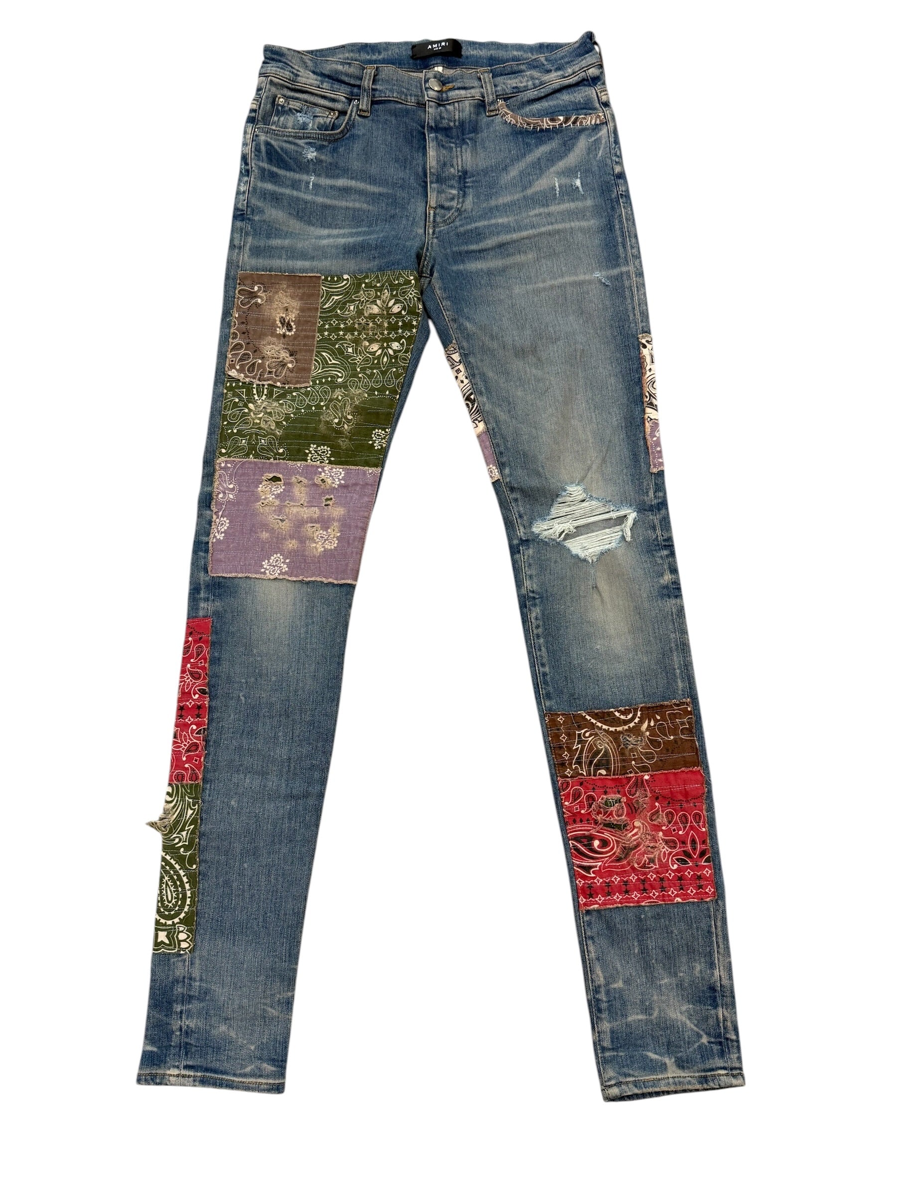 Amiri Bandana Art Patch Denim