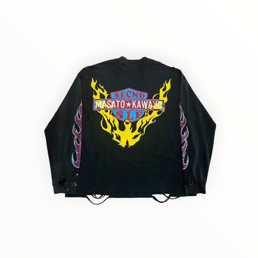 SeCND SLF x Masato Kawajo Firestorm Vintage L/S  Black/Red/Teal