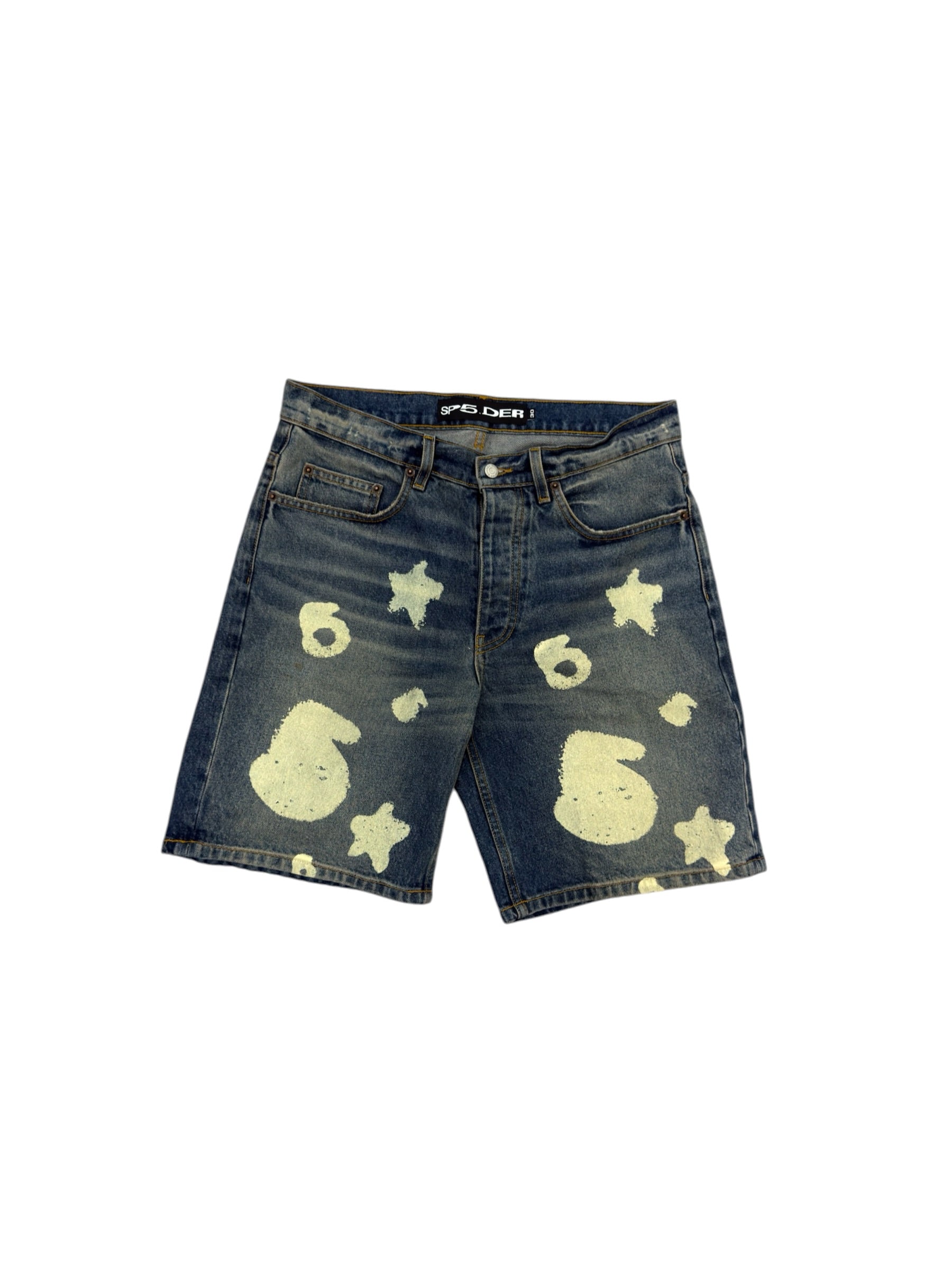 Sp5der Indigo Beluga Denim Shorts