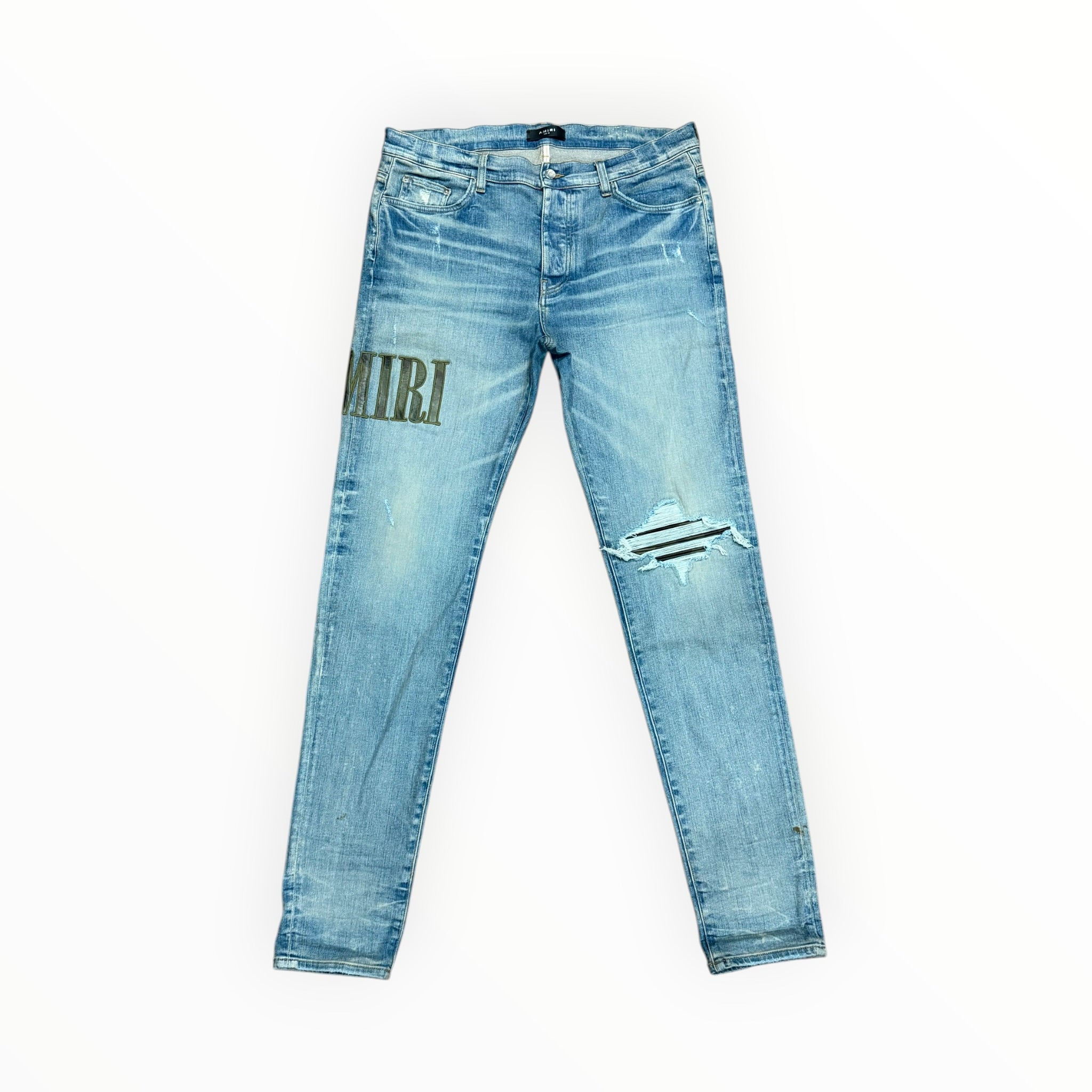 AMIRI Kids' Camo Applique Denim Jeans Clay Indigo