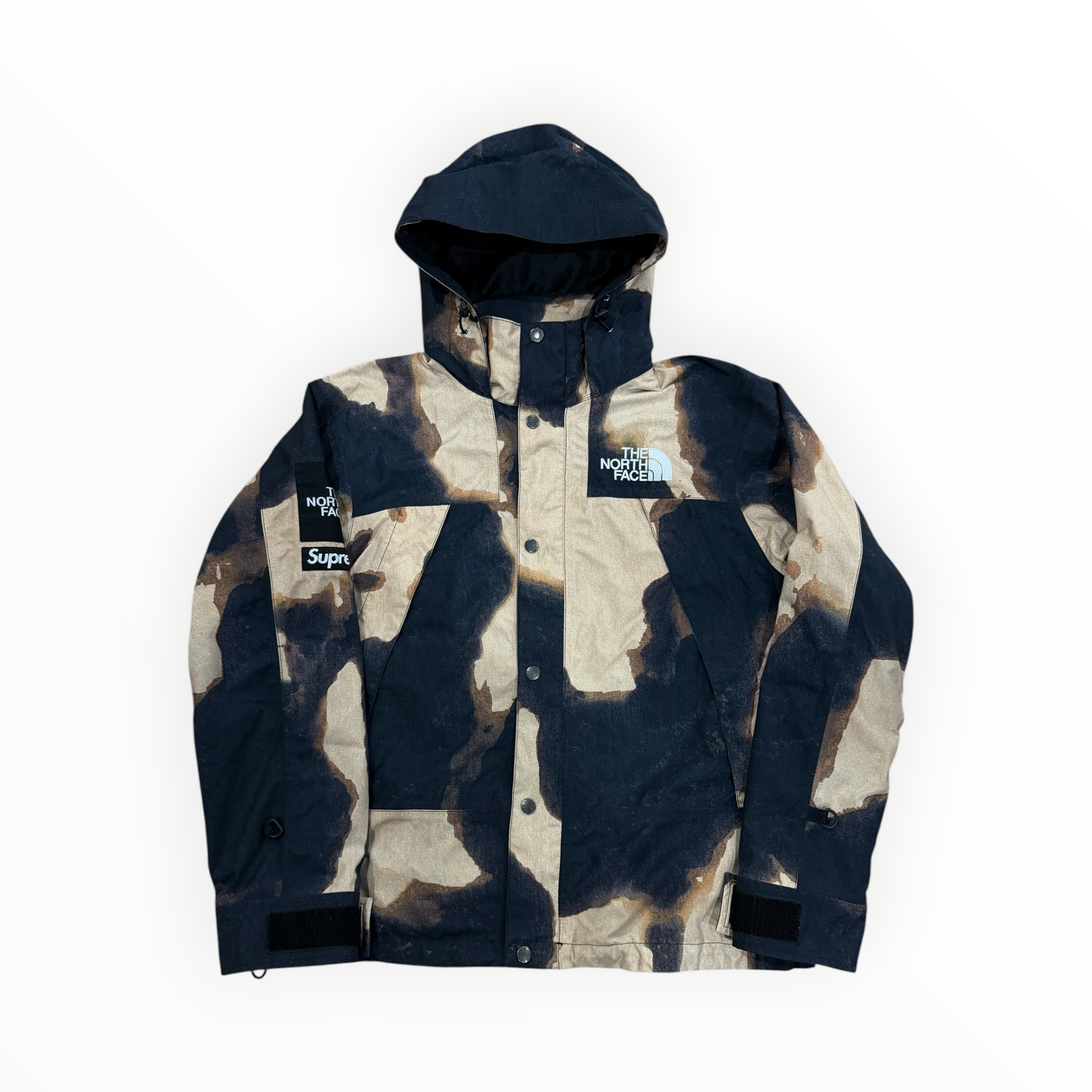 Supreme The North Face Bleached Denim Print Mountain Jacket Black