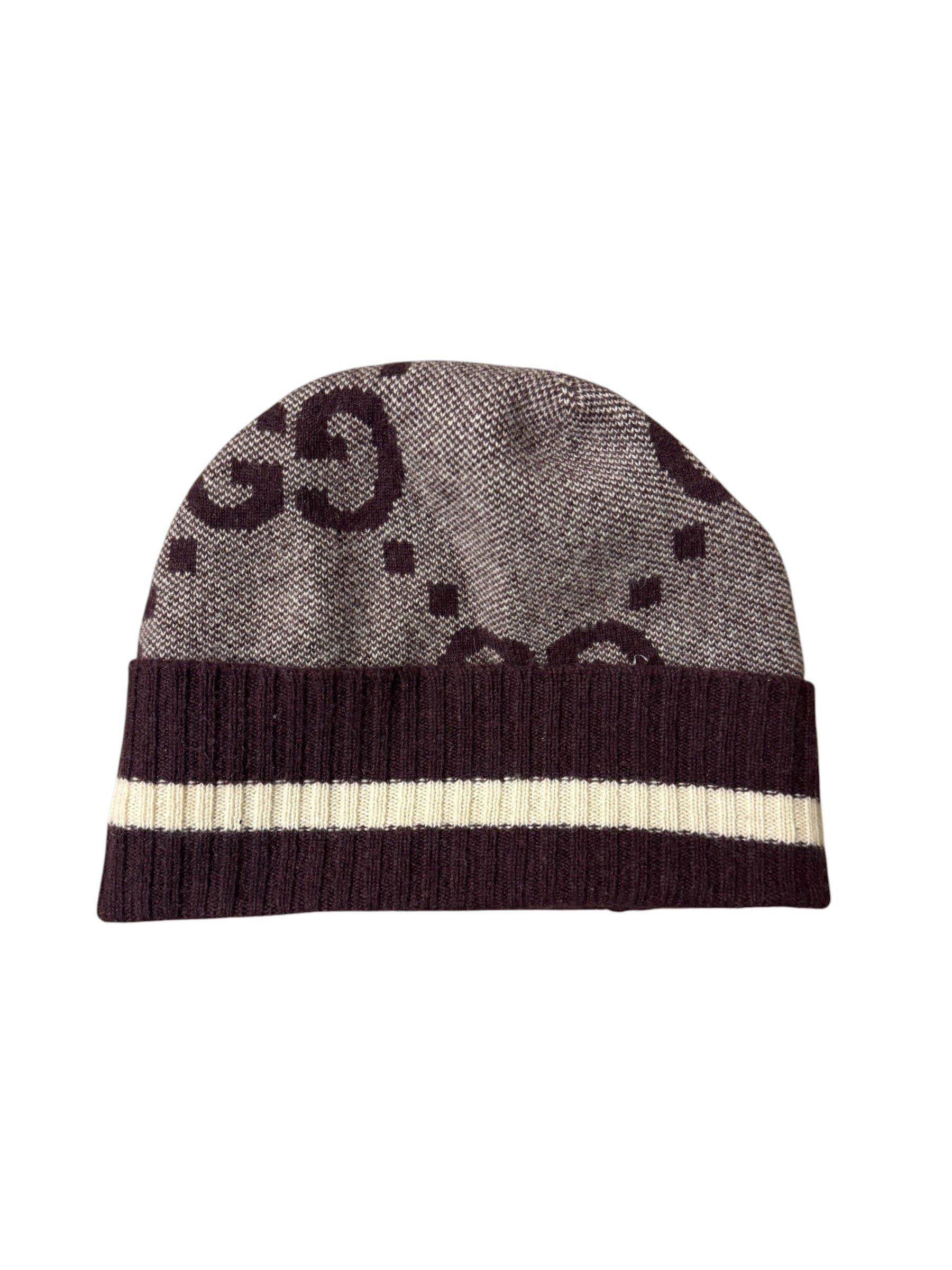 Gucci GG Cashmere Beanie Brown Ivory